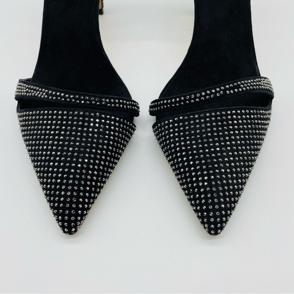 Zara Black Velvet Studded Cutout Heels, Sz EU 39 - Picture 5 of 12